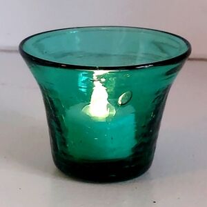 Set of 2 Crackle Glass Tealight Holders